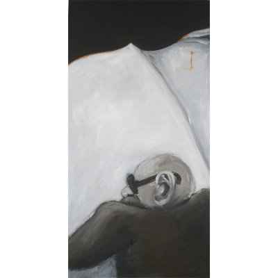 man reading paper I 50x100cm akryl lwd