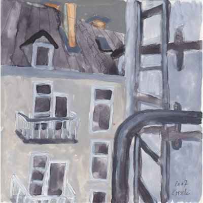 hotel oriental blick aus dem fenster 15x15cm aquarell