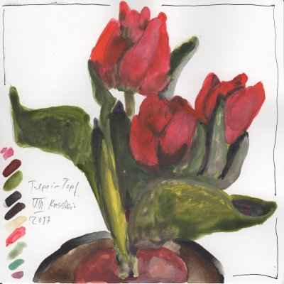 tulpen im topf VIII 15x15cm aquarell